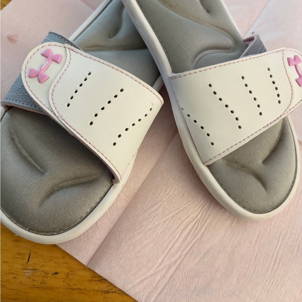 Under Armour Kids' Pink & Gray Slide Sandals